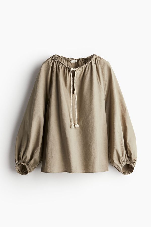 Blusa popover en mezcla de lino